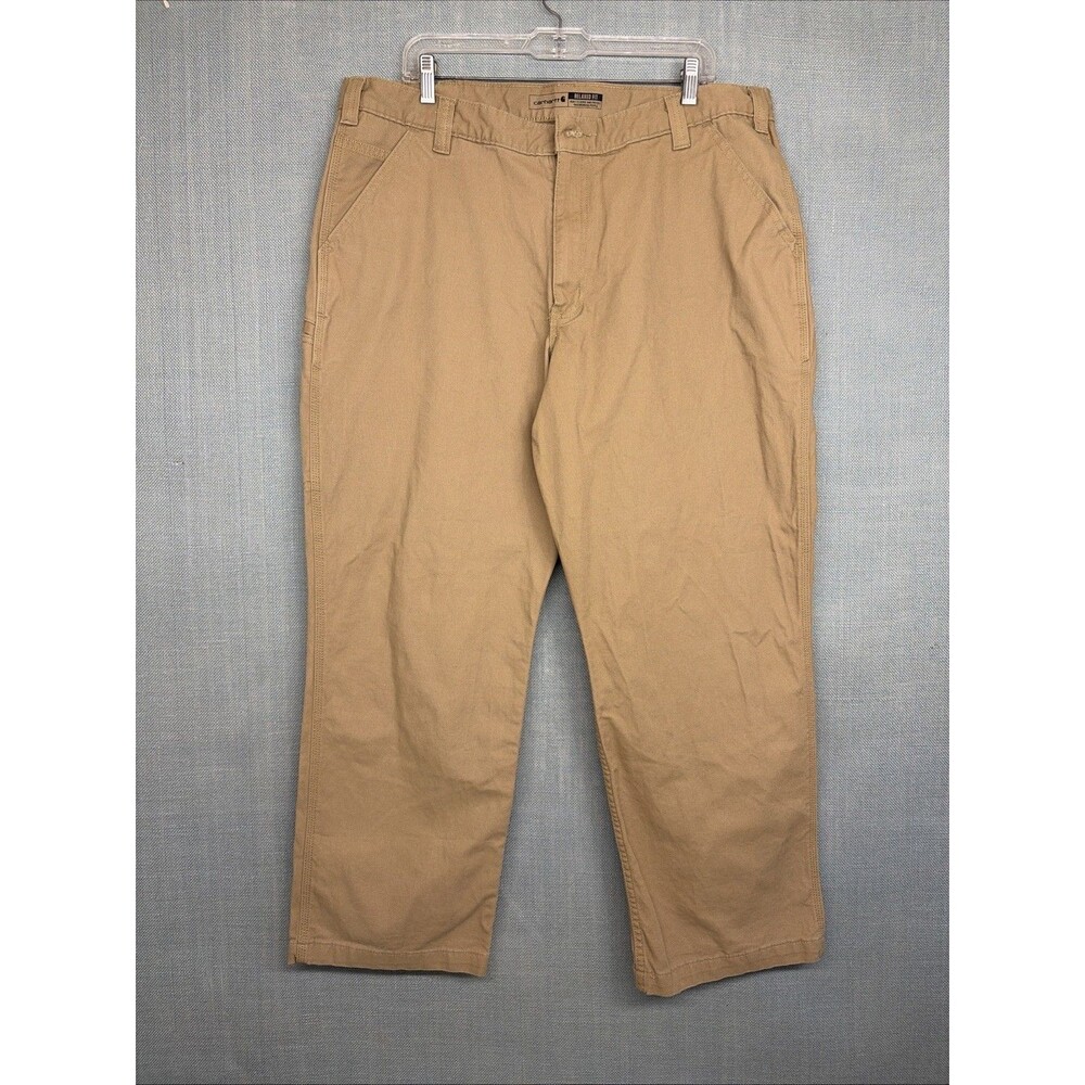 Carhartt Rugged Flex Men's 40X29 Relaxed Fit Canvas Work Pants Khaki EUC